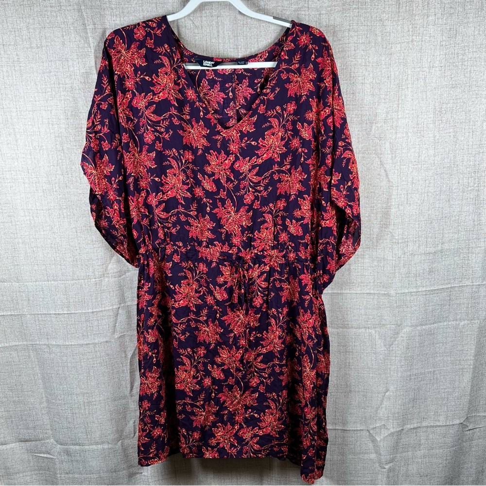 Lands End Floral Dress Lightweight Flowy Short Sleeveless‎ Women's XL-XXL